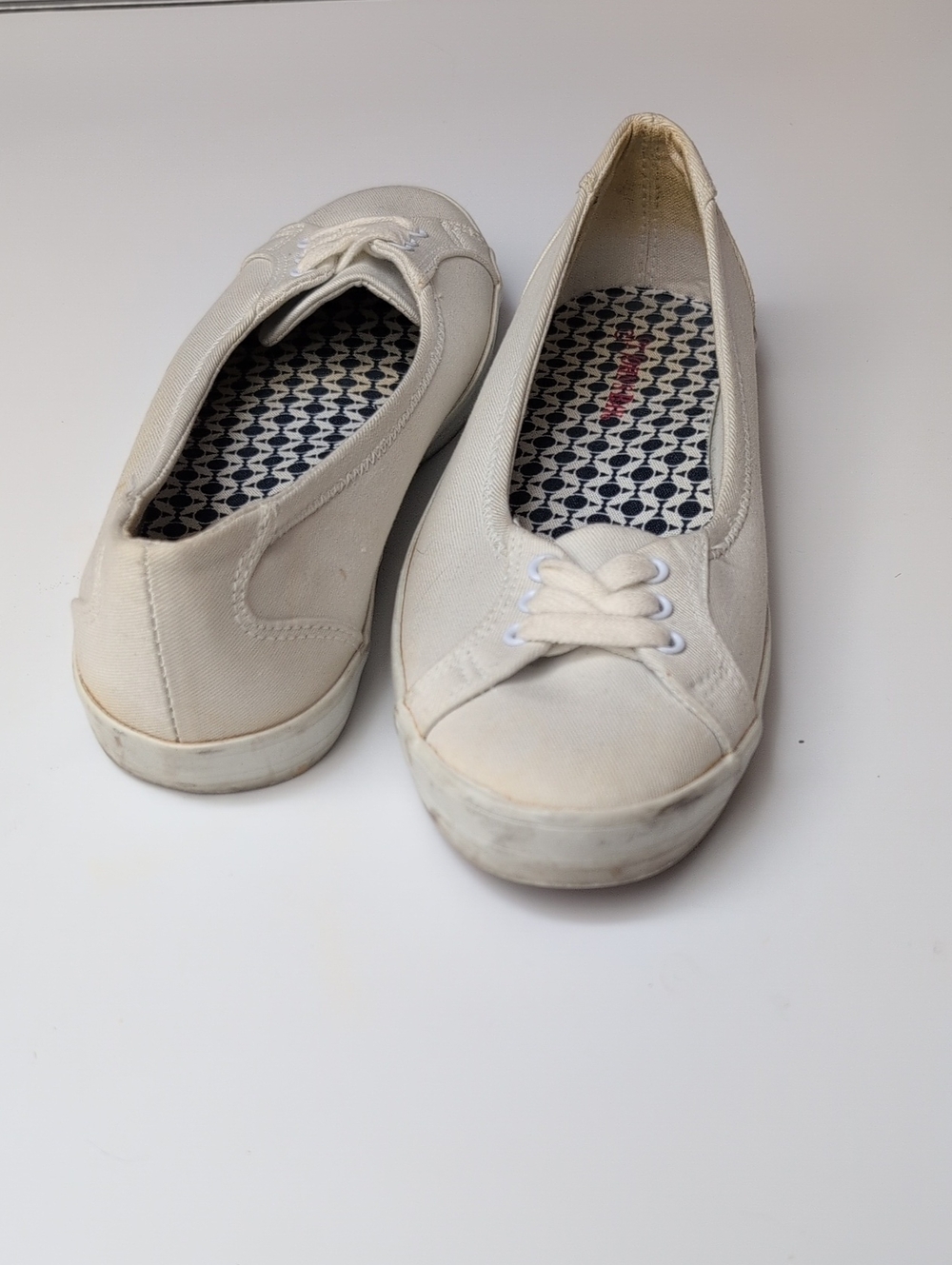 St. John's Bay Women's Canvas Slip-On Flats in Off-White